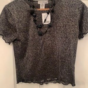 NWT Urban Outfitters Black Short Shimmer Shirt Med
